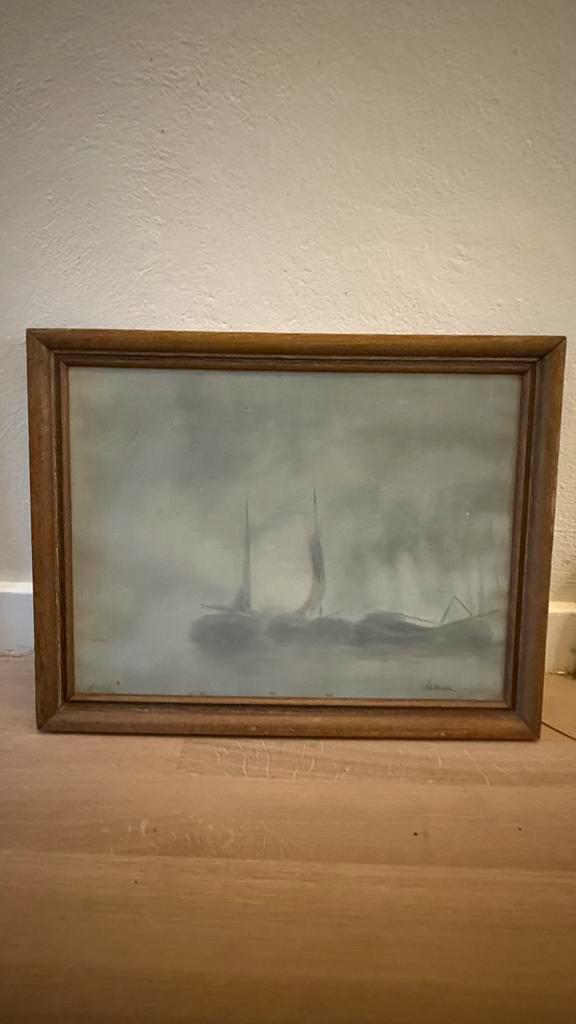 Zeilschepen in de mist - Adrianus de Winter, Antiek en Kunst, Kunst | Schilderijen | Klassiek, Ophalen