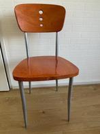4 bistrostoelen, kersenhout met aluminium frame, Huis en Inrichting, Stoelen, Ophalen, Gebruikt, Bruin, Vier