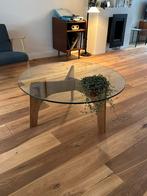 Salontafel in mid century / Deens Design stijl, Huis en Inrichting, Ophalen, Gebruikt, 100 tot 150 cm, Glas