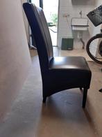 6 Nette Lederen Eetkamerstoelen, Huis en Inrichting, Gebruikt, Bruin, Hout, Ophalen of Verzenden