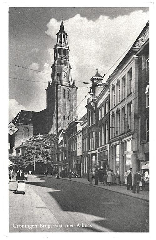 962095	Groningen	Brugstraat	A kerk	Niet gelopen, Verzamelen, Ansichtkaarten | Nederland, Ongelopen, Groningen, 1960 tot 1980, Ophalen of Verzenden