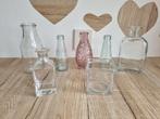 7 Mooie Vintage Glazen Flesjes Vaasjes Whisky Melk Parfum, Huis en Inrichting, Woonaccessoires | Vazen, Gebruikt, Overige kleuren