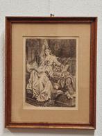 Mooie Ets in kader“Muziekuur” - Willem Geets in kader - 1892, Antiek en Kunst, Ophalen of Verzenden