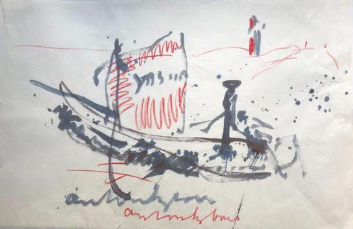 Anton Heyboer Bootje, Antiek en Kunst, Kunst | Tekeningen en Foto's, Ophalen