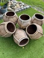 6 Rieten Manden - Mooie Set!, Ophalen, Gebruikt, Rond, Hout