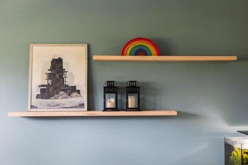Massief Eiken Wandplanken | Ledverlichting | Maatwerk, Huis en Inrichting, Woonaccessoires | Wandplanken en Boekenplanken, Nieuw