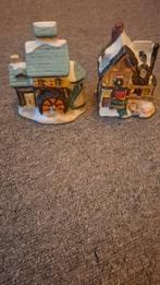 2 Kleine Kersthuisjes voor Kerstdorp, Ophalen of Verzenden, Gebruikt