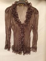 Mooie blouse met roesjes van Exellium, Maat 38/40 (M), Exellium, Bruin, Ophalen of Verzenden