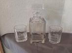 Kristallen Karaf 2 whisky glazen gegraveerd jockeys op paard, Antiek en Kunst, Ophalen of Verzenden
