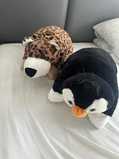 Knuffel kussen Luipaard en/of pinguin, Kinderen en Baby's, Speelgoed | Knuffels en Pluche, Gebruikt, Overige typen, Ophalen