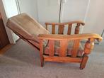 Houten rookstoel  met verstelbare rugleuning, Huis en Inrichting, Fauteuils, Ophalen, Gebruikt, Vintage, 75 tot 100 cm