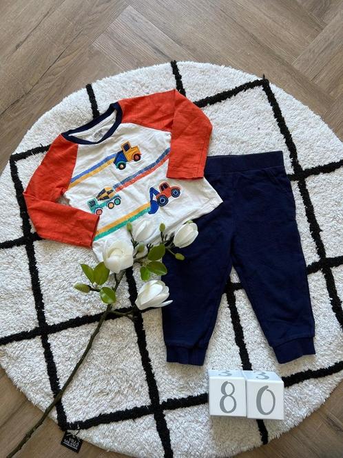 Heel goed: blauw oranje wit pyjama zomer lange mouw maat 80, Kinderen en Baby's, Babykleding | Maat 80, Zo goed als nieuw, Jongetje of Meisje