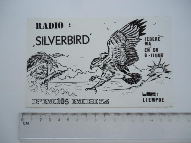 sticker oud Radio SILVERBIRD piraat piraten ether Liempde, Verzamelen, Stickers, Zo goed als nieuw, Bedrijf of Vereniging, Verzenden