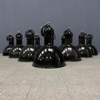 Oude antieke zwart emaille bauhaus hanglampen industrieel, Minder dan 50 cm, Gebruikt, Ophalen of Verzenden, Metaal