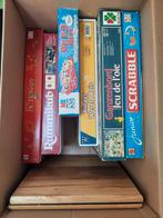 Doos met gebruikte spellen - Pictionary, Rummikub, etc., Ophalen, Gebruikt