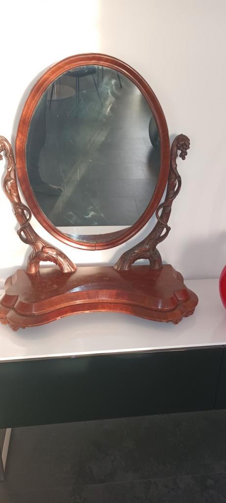 Victoriaanse Kappersspiegel, ca. 1935, Antiek en Kunst, Antiek | Spiegels, Minder dan 50 cm, Minder dan 100 cm, Ovaal, Ophalen of Verzenden