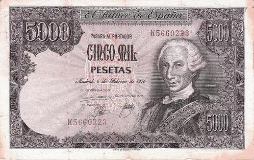 SPANJE 5000 PESETAS 1976, Postzegels en Munten, Bankbiljetten | Europa | Niet-Eurobiljetten, Overige landen, Verzenden