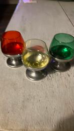 3  oude gekleurde glaasjes, Antiek en Kunst, Antiek | Glas en Kristal, Ophalen of Verzenden