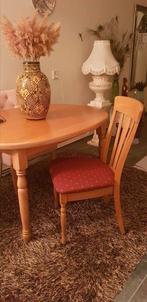 Eethoek met 4 stoelen massief eiken ovaal, Huis en Inrichting, Complete eetkamers, Ophalen of Verzenden, Zo goed als nieuw, 4 tot 6 stoelen