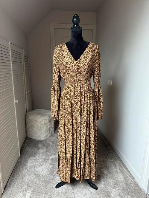 Maxi lange jurk luipaard panterprint met zakken maat M/L, Kleding | Dames, Jurken, Nieuw, Maat 42/44 (L), Bruin, Onder de knie