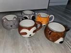 5x nieuwe dieren mokken bekers animals cat bear, Nieuw, Ophalen of Verzenden, Overige stijlen, Kop(pen) en/of Schotel(s)