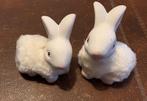 2 beeldjes konijnen konijn haas hazen wit, Ophalen of Verzenden, Zo goed als nieuw, Dier
