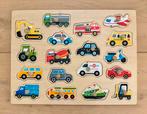 Mooie houten puzzel met voertuigen, Ophalen of Verzenden, Gebruikt, Puzzelen