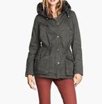 H&M gewatteerde parka winterjas lange jas kaki groen 36 S, H&M, Nieuw, Ophalen of Verzenden, Maat 36 (S)