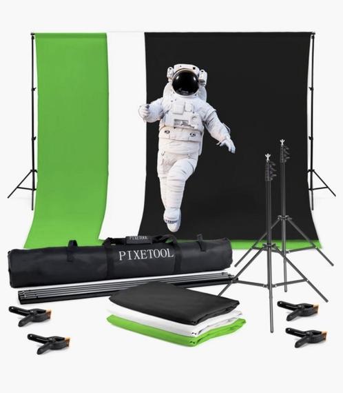 Pixetool Green Screen Set - Compleet met 3 Doeken, Audio, Tv en Foto, Fotografie | Fotostudio en Toebehoren, Nieuw, Complete fotostudio