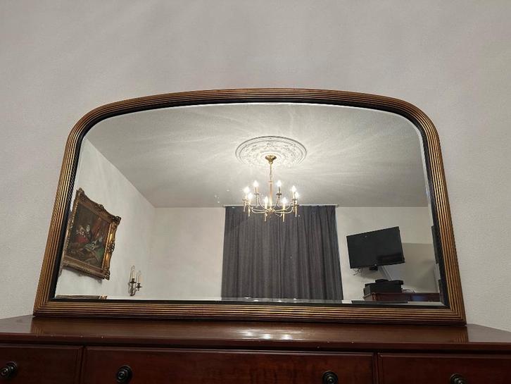 Brede vintage gouden Deknudt toogspiegel, Huis en Inrichting, Woonaccessoires | Spiegels, Zo goed als nieuw, 100 tot 125 cm, Minder dan 100 cm