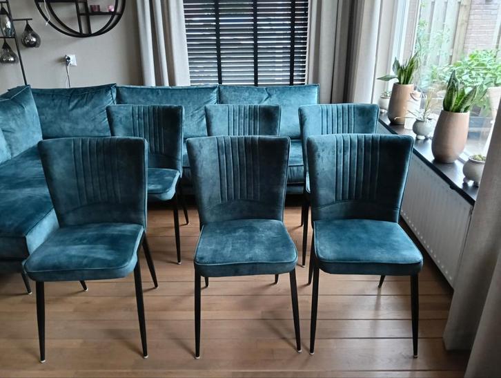Bank met 6 eetkamer stoelen, Huis en Inrichting, Banken | Complete zithoeken, Stof, Ophalen of Verzenden