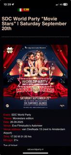 SDC Worldparty 25 year | 2X tickets en 1X L locker, Tickets en Kaartjes, Twee personen