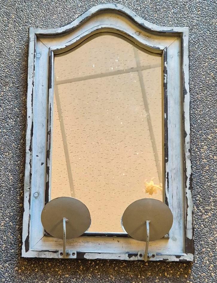 Spiegel met kandelaars, Antiek en Kunst, Antiek | Spiegels, Minder dan 50 cm, Minder dan 100 cm, Overige vormen, Ophalen of Verzenden