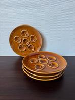 4 Vintage Keramieken Slakkenbordjes, Escargots, Bruin Oker, Ophalen, Gebruikt, Keramiek, Overige typen
