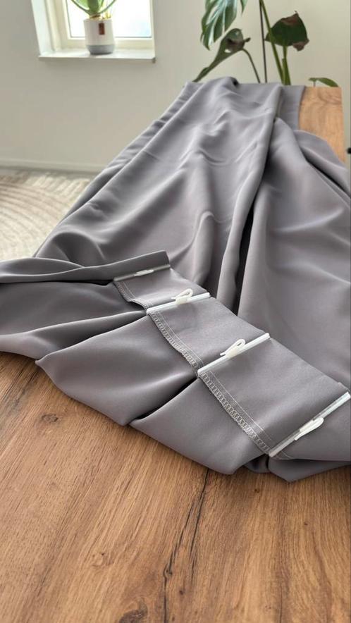 Gordijnen met voile – Grijs – 205x55 cm – Netjes, Huis en Inrichting, Stoffering | Gordijnen en Lamellen, Gebruikt, 200 cm of meer