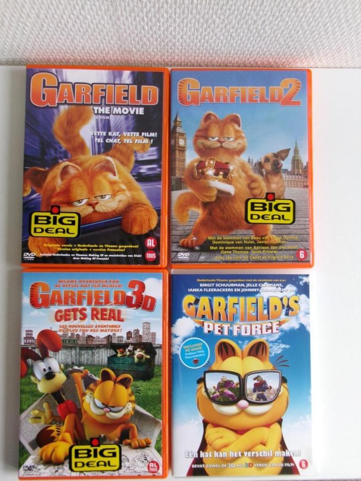 4 Garfield Films Op DVD, Cd's en Dvd's, Dvd's | Tekenfilms en Animatie, Zo goed als nieuw, Amerikaans, Overige typen, Alle leeftijden