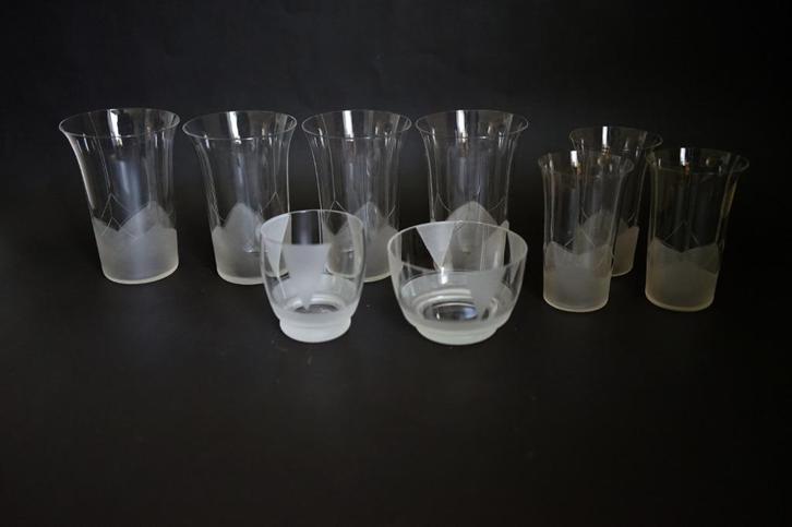 antiek 9x glas delen servies art deco waterglas mat geslepen, Antiek en Kunst, Antiek | Glas en Kristal, Ophalen of Verzenden