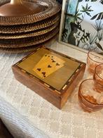 Kaartendoos handmade hout vintage, Ophalen of Verzenden, Hout