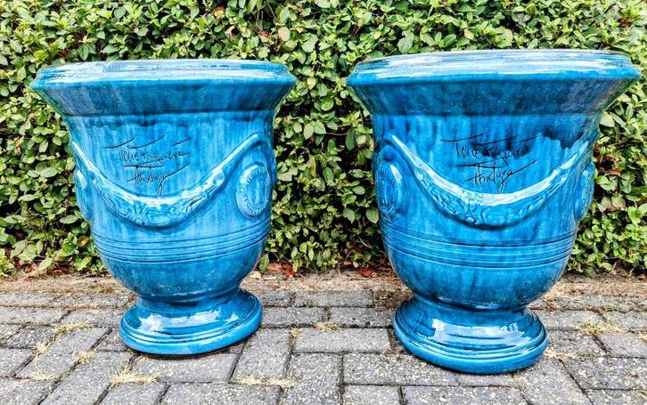 De originele geglazuurde anduze vazen afkomstig Frankrijk., Tuin en Terras, Bloembakken en Plantenbakken, Nieuw, Overige materialen