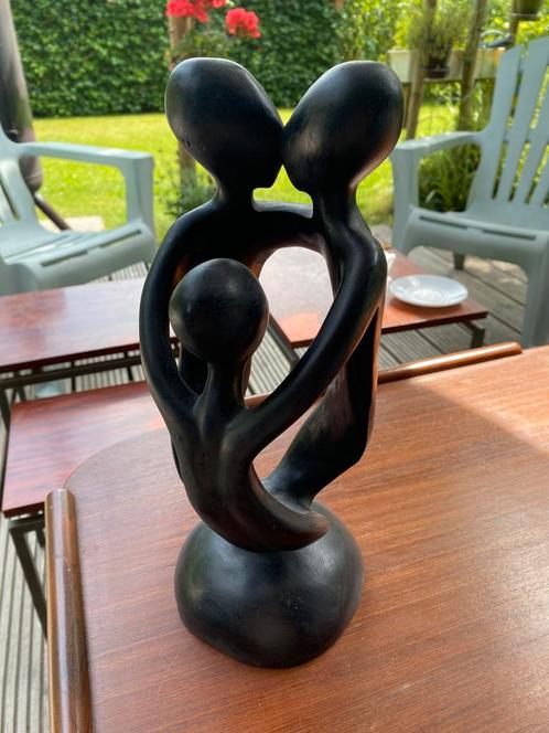 Vintage houten beeld ouders en kind, Antiek en Kunst, Kunst | Beelden en Houtsnijwerken, Ophalen of Verzenden