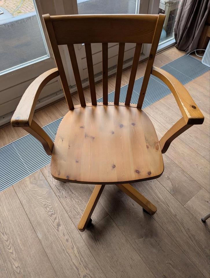 Vintage houten Ikea Joel bureaustoel 1999, Huis en Inrichting, Bureaustoelen, Gebruikt, Bureaustoel, Bruin, Ophalen