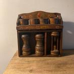 Vintage Houten Eierdoppen Set met Peper & Zout, Antiek en Kunst, Ophalen of Verzenden