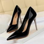 Hoge zwarte dames hakken stiletto pumps glimmende luxe punt, Verzenden, Nieuw, Zwart, Pumps