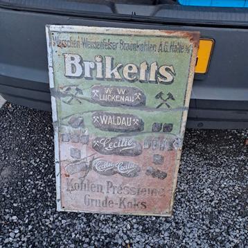 Antiek reclamebord briketten Halle Leipzig jrn 20 beschikbaar voor biedingen