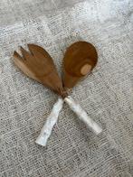 Houten Slacouvert Set | capiz wooden salad spoon, Huis en Inrichting, Ophalen of Verzenden, Zo goed als nieuw, Hout, Los bestek