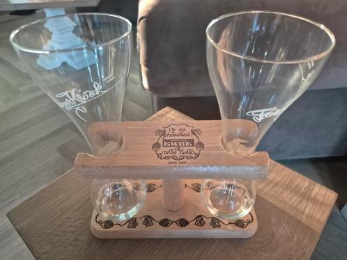Kwak Bierglazen met Houten Houder, Antiek en Kunst, Antiek | Glas en Kristal, Ophalen of Verzenden