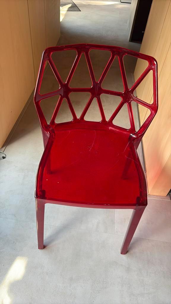 4 Rode Calligaris Alchemia Design Stoelen, Huis en Inrichting, Stoelen, Gebruikt, Vier, Kunststof, Rood, Ophalen