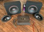 2x Subwoofer + 2 Speakers + Versterker + Condensator, Auto diversen, Ophalen, Zo goed als nieuw