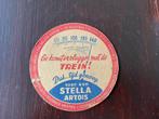 Stella Artois bierviltje Ge komt er vlugger met de trein., Verzamelen, Biermerken, Ophalen of Verzenden, Gebruikt, Viltje(s), Stella Artois