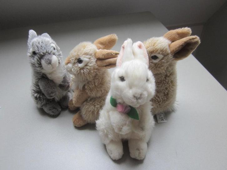 Uni-Toys Leosco 1x wit 2x lichtbruin 1x grijs pluche konijn, Kinderen en Baby's, Speelgoed | Knuffels en Pluche, Nieuw, Konijn